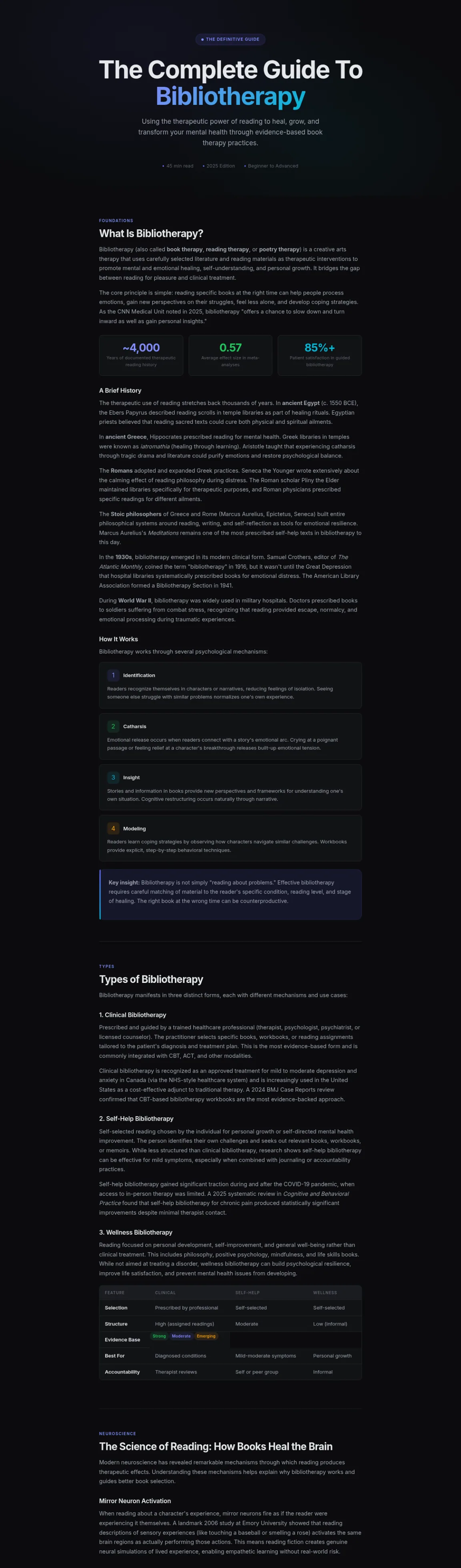 Preview of the first section of the Bibliotherapy guide