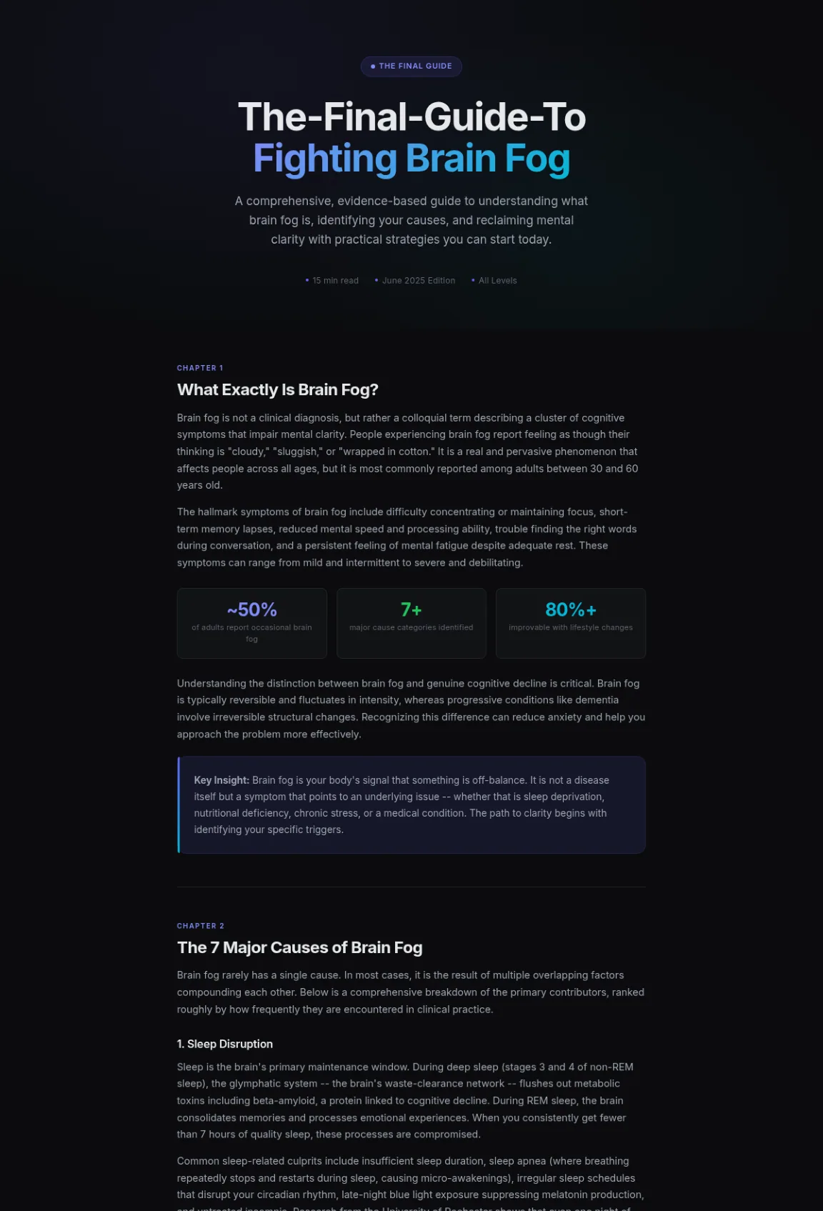 Preview of the first section of the Brain Fog guide