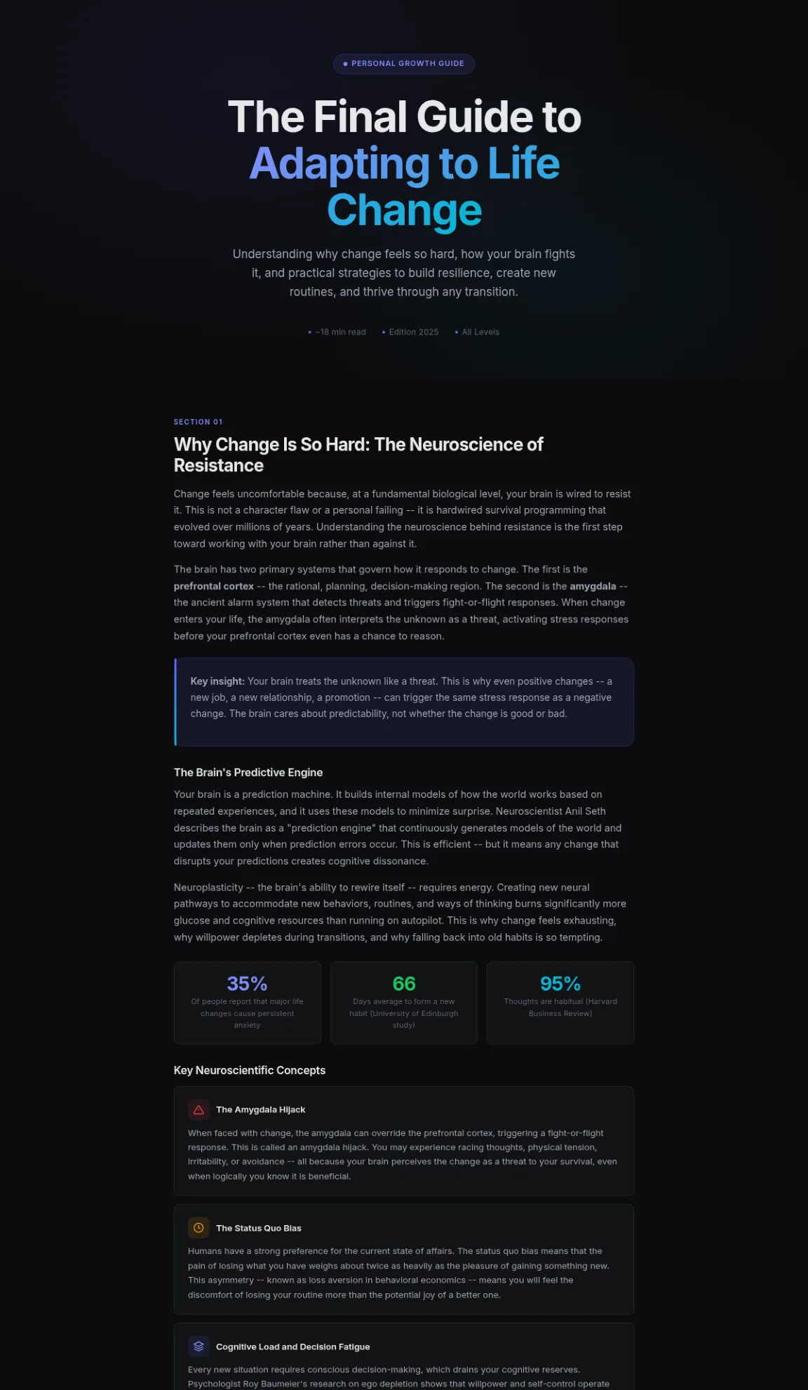 Preview of the first section of the Dealing With Change guide