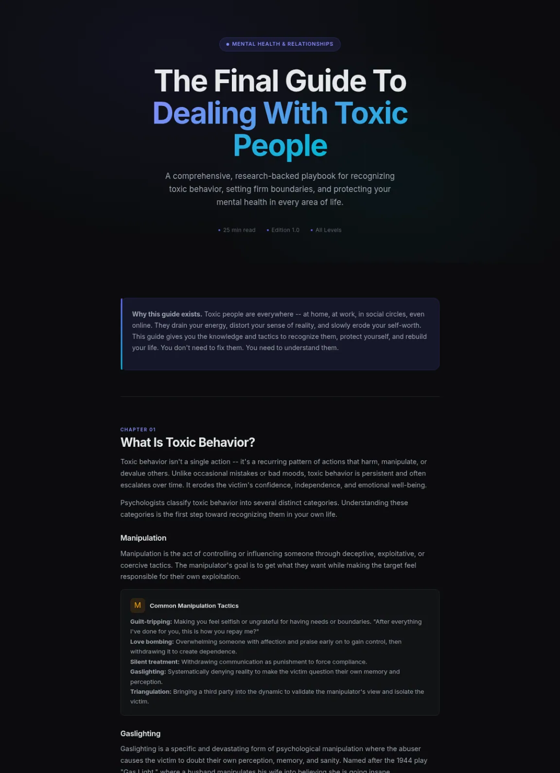 Preview of the first section of the Dealing With Toxic People guide