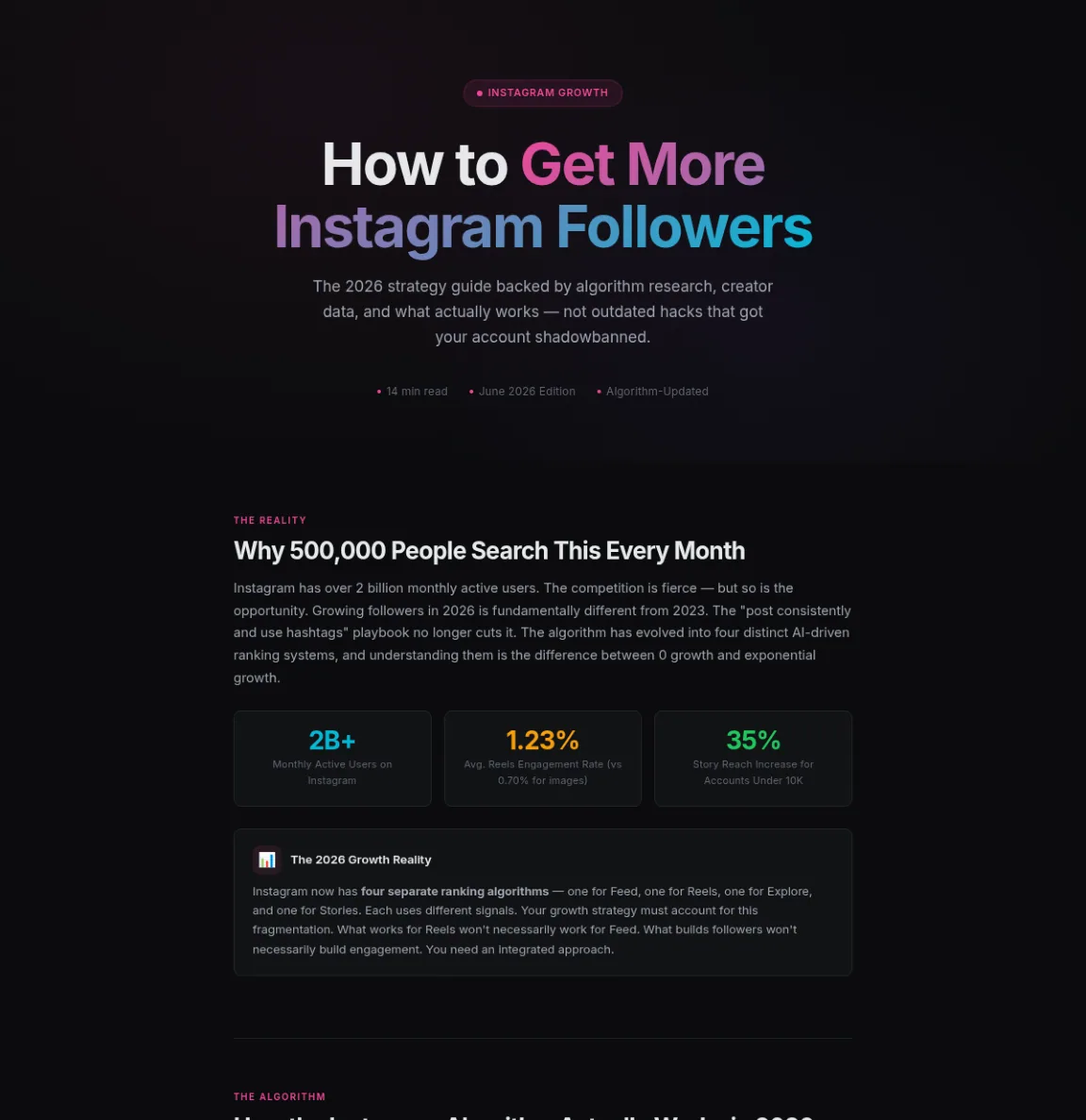 Preview of the first section of the Getting Instagram Followers guide