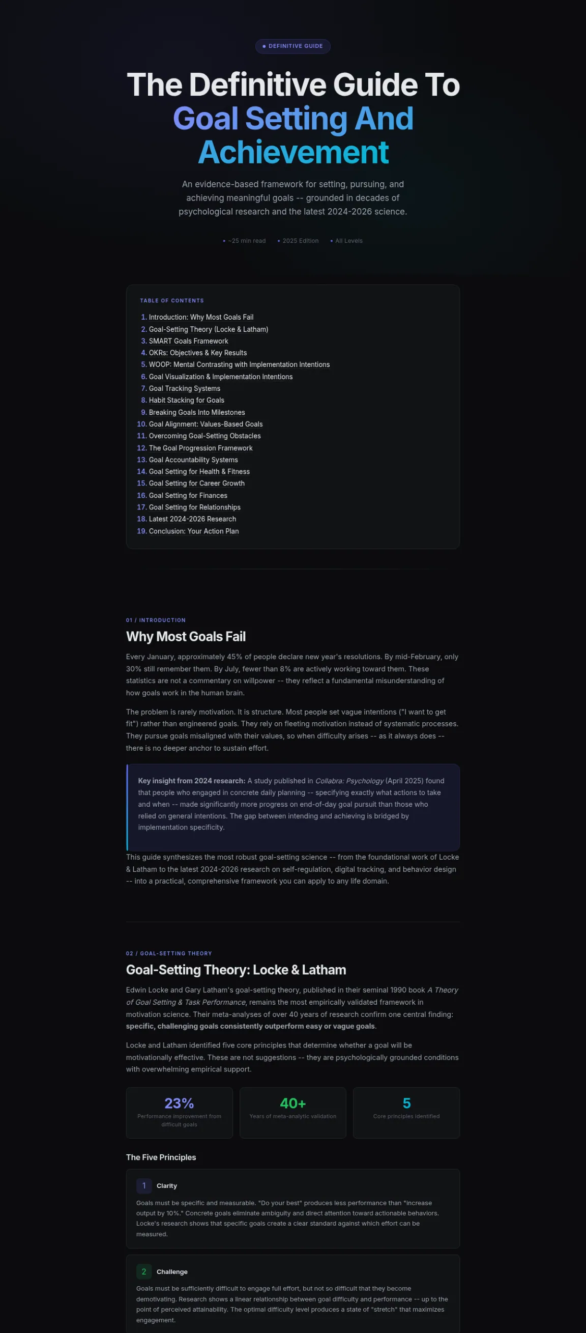 Preview of the first section of the Goal Setting guide