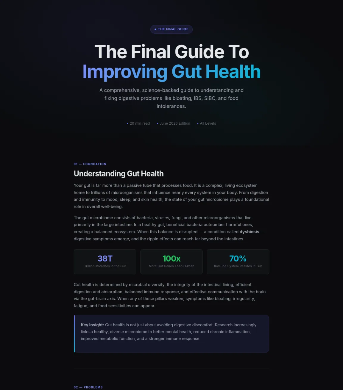Preview of the first section of the Gut Health guide
