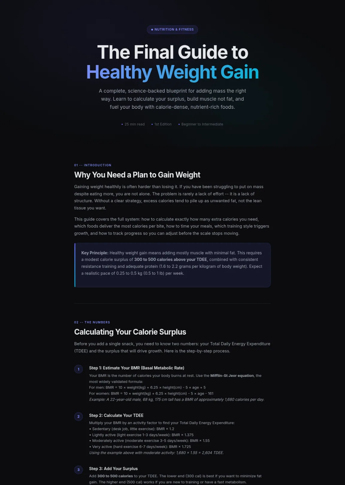 Preview of the first section of the Healthy Weight Gain guide