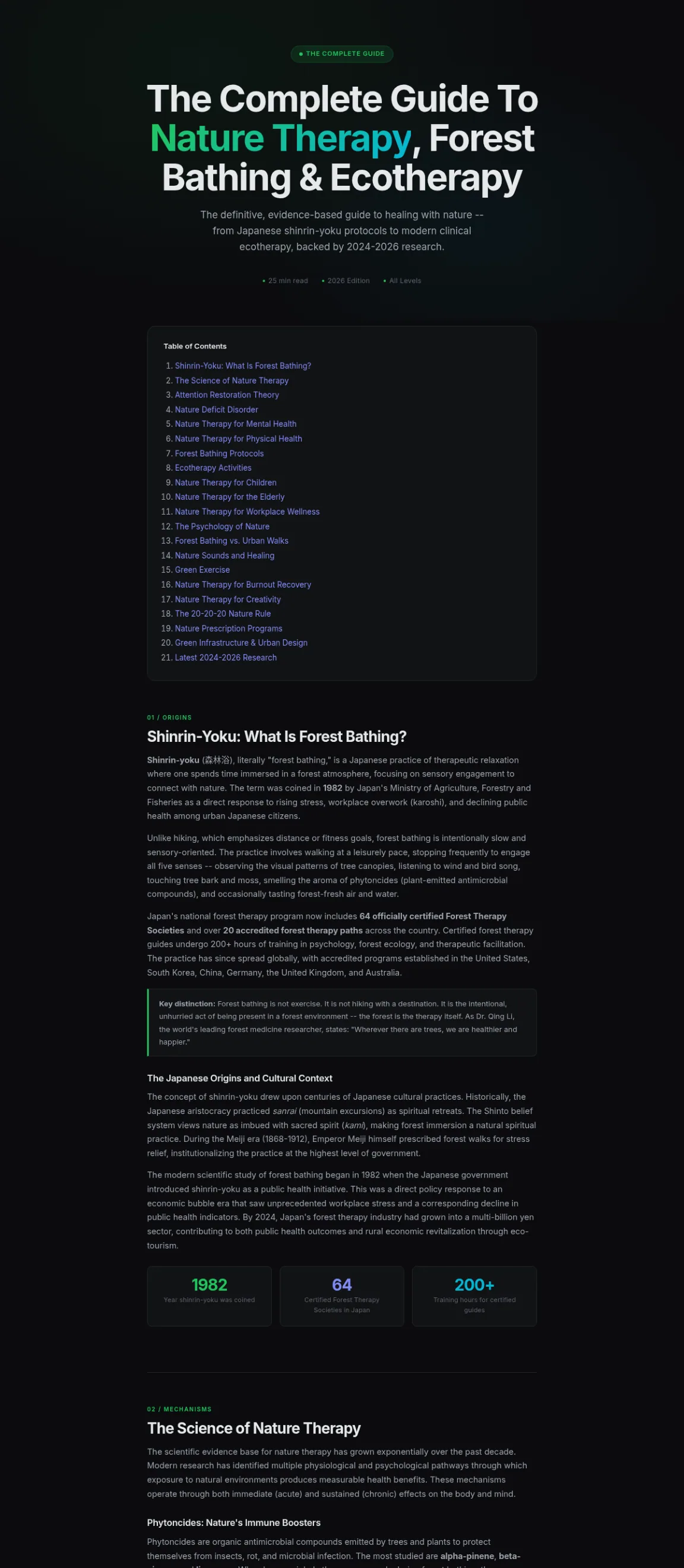 Preview of the first section of the Nature Therapy guide