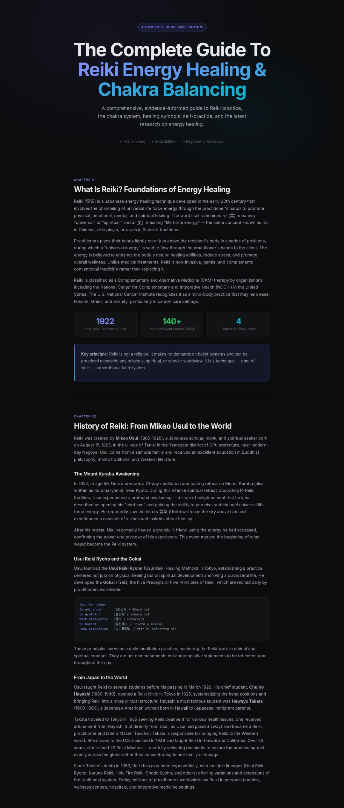 Preview of the first section of the Reiki guide