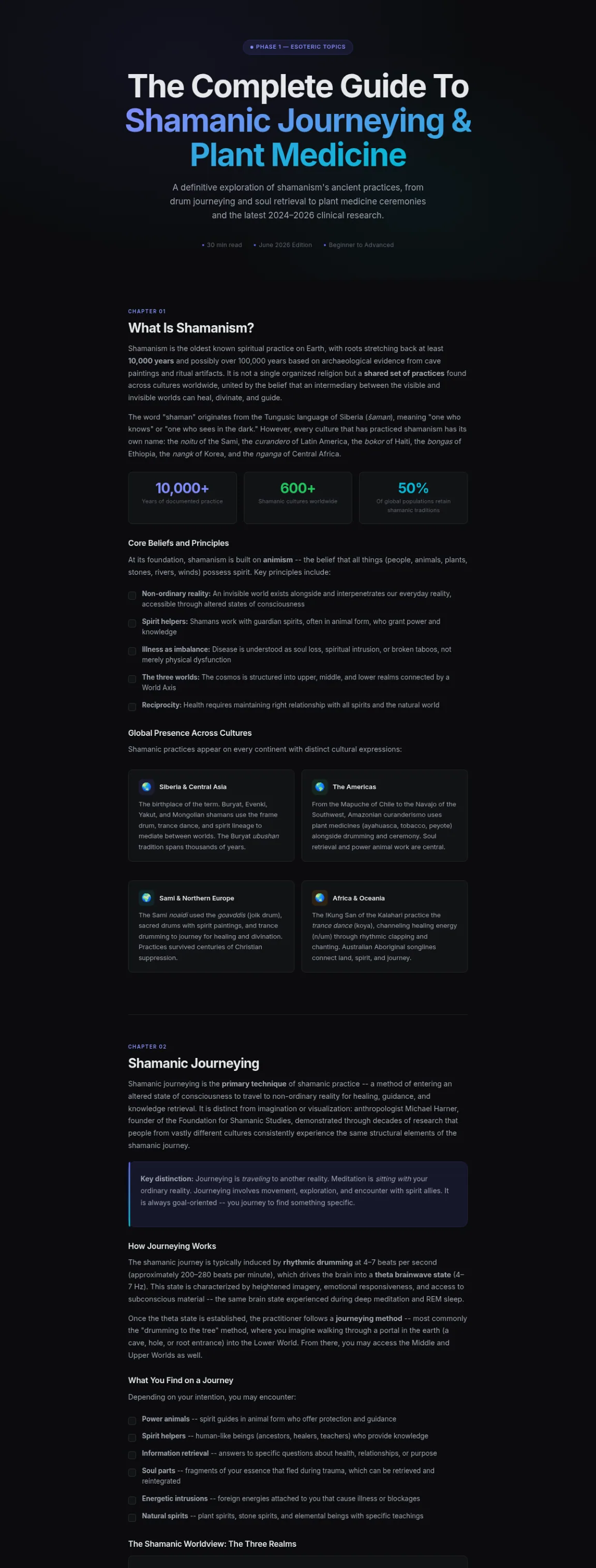 Preview of the first section of the Shamanism guide