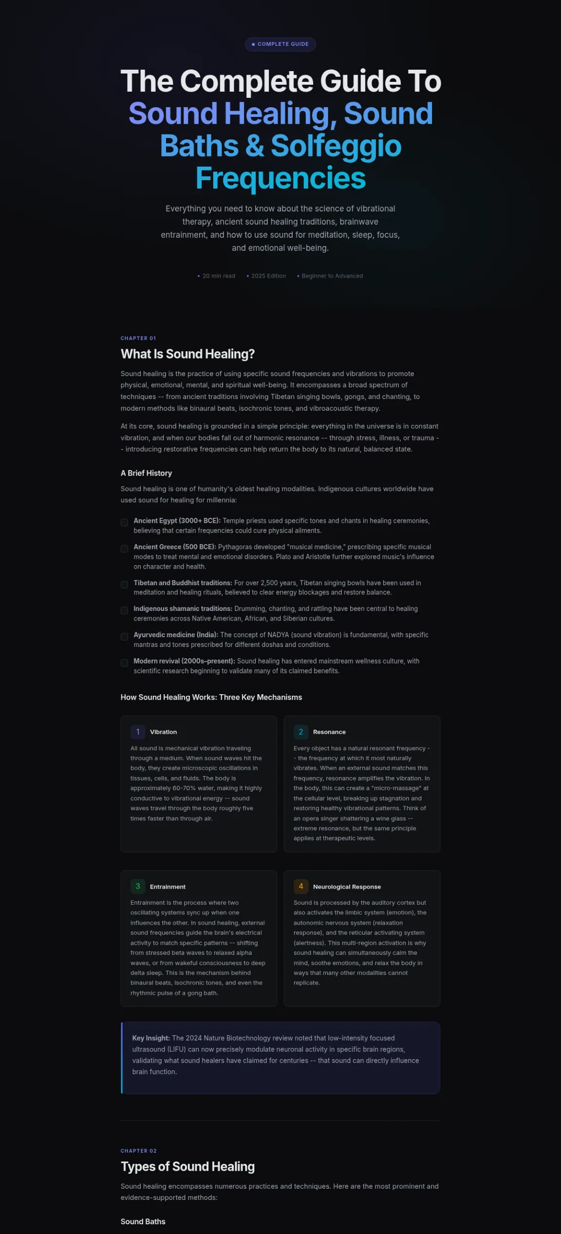 Preview of the first section of the Sound Healing guide