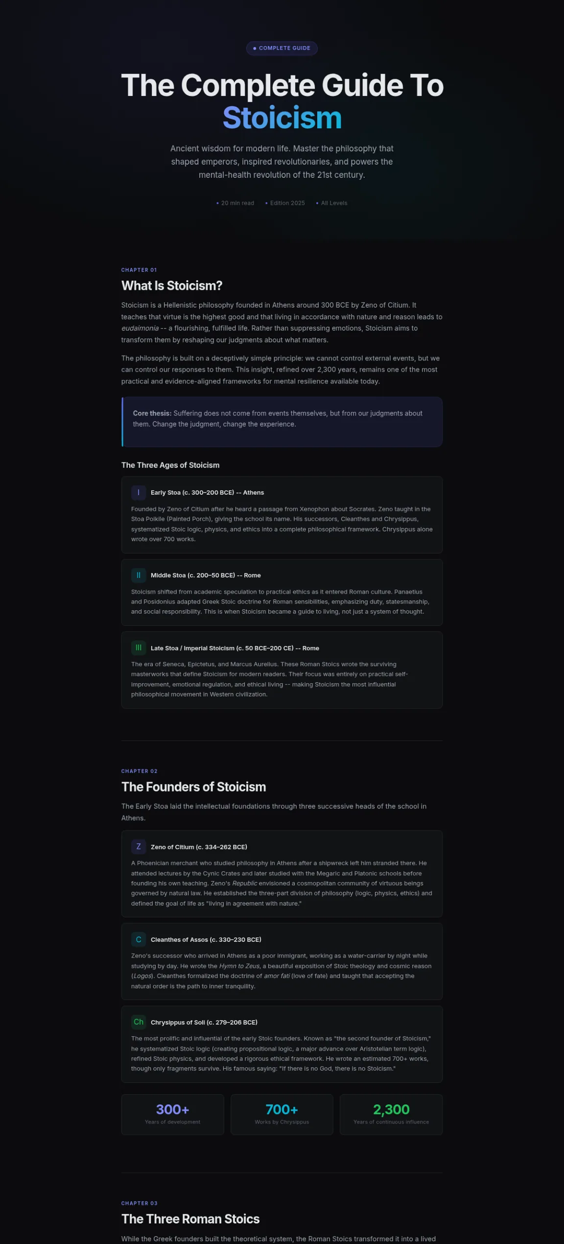 Preview of the first section of the Stoicism guide