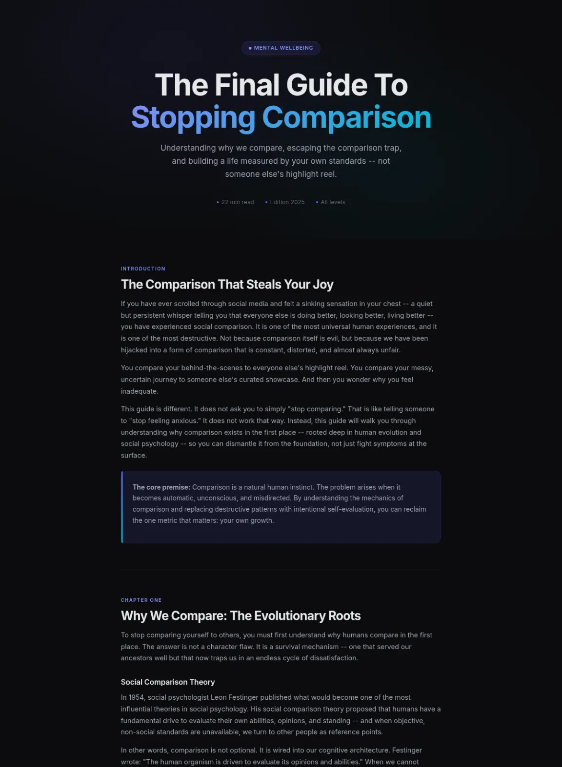 Preview of the first section of the Stopping Comparison guide