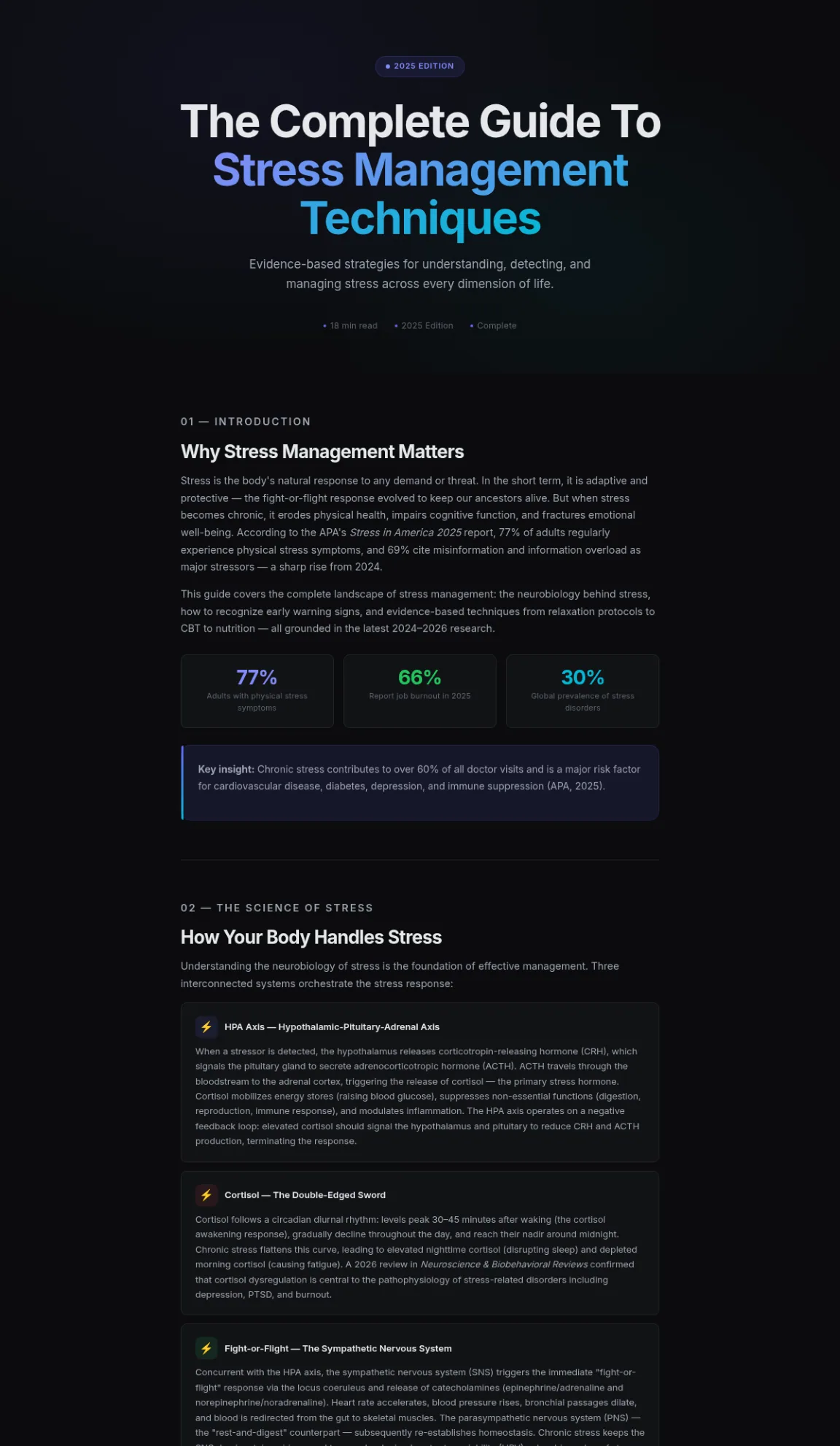 Preview of the first section of the Stress Management guide