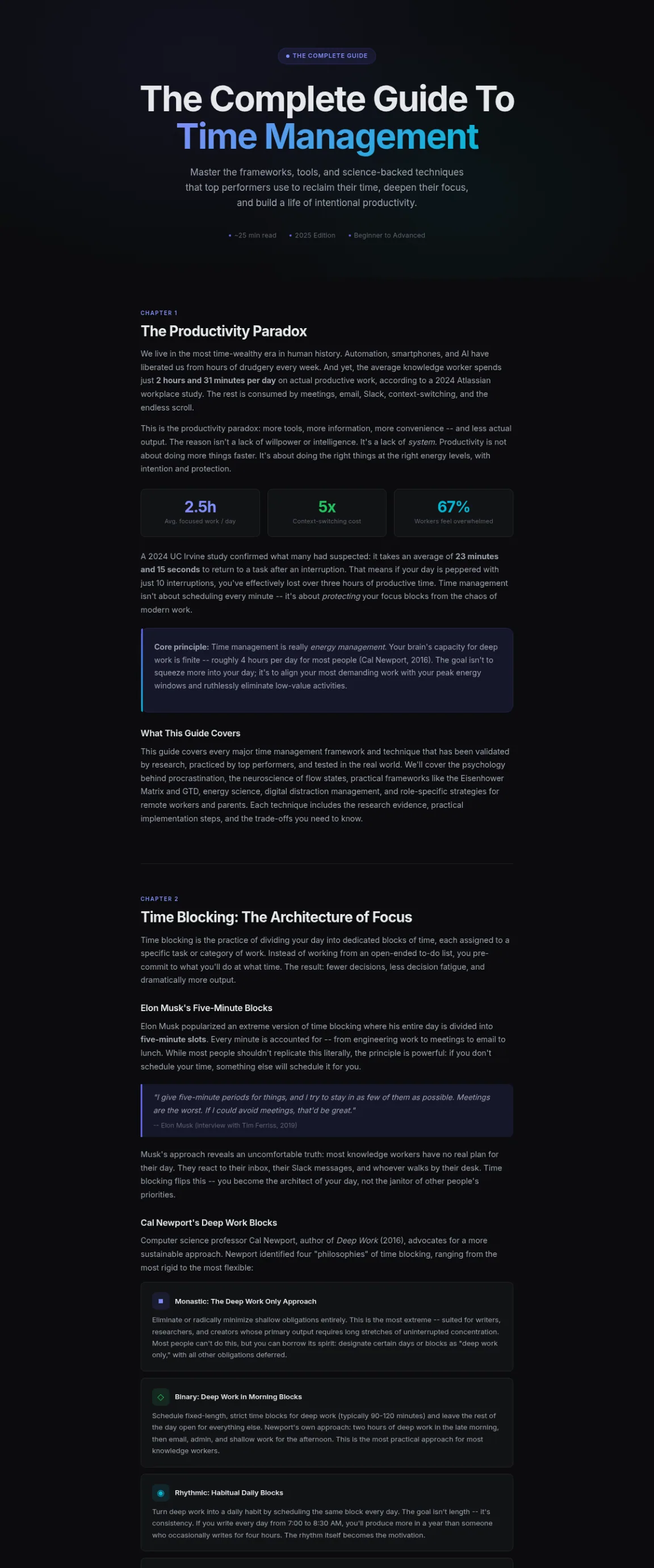 Preview of the first section of the Time Management guide
